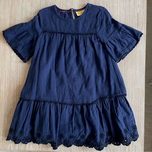 Mini Boden Navy Embroidered Dress Size 7-8